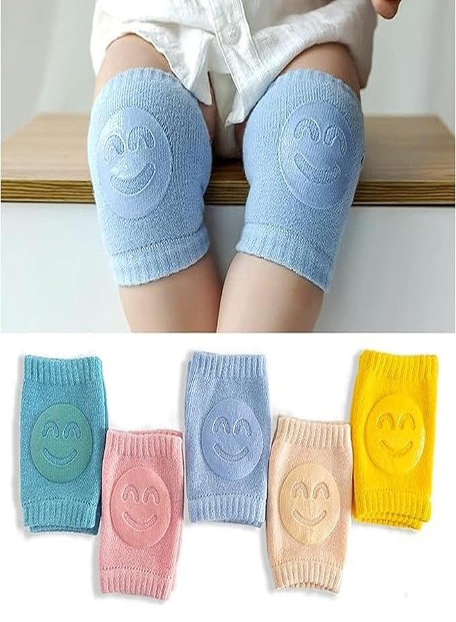 OFFERZONE Pair Baby Smiley Knee Pads for Crawling, Anti-Slip Padded Stretchable Elastic Cotton Soft Breathable Comfortable Knee Cap Elbow Safety Protector Random Color - Image 3