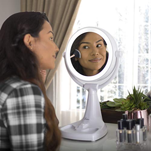 Zadro 11" Fluorescent Lighted Makeup Mirror with 10X/1X Magnification and Tray - Image 2