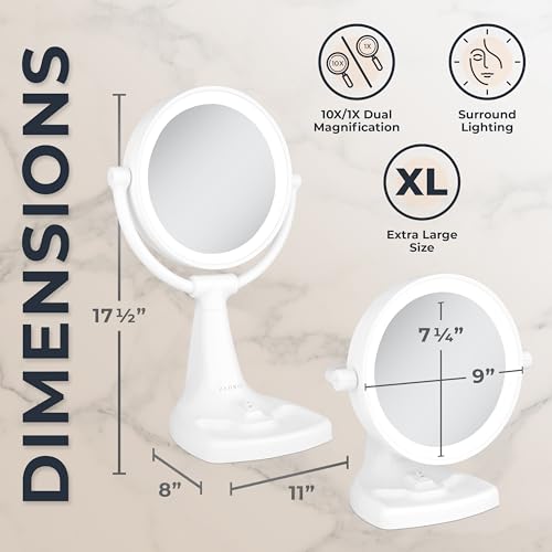 Zadro 11" Fluorescent Lighted Makeup Mirror with 10X/1X Magnification and Tray - Image 3