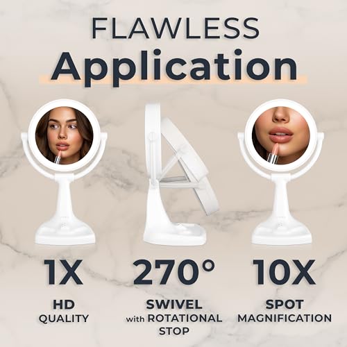 Zadro 11" Fluorescent Lighted Makeup Mirror with 10X/1X Magnification and Tray - Image 4