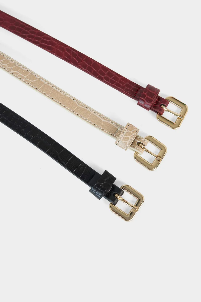 ديفاكتو Woman Faux Leather 3 Piece Casual Belt