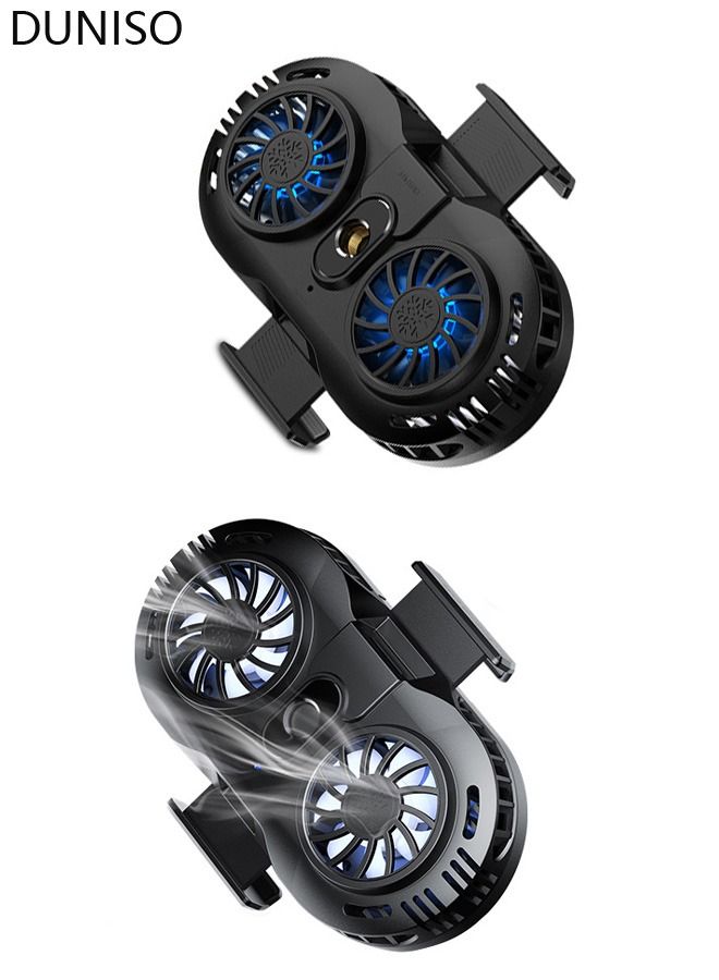 DUNISO Phone Cooler Cellphone Radiator with Dual Semi-Conductor Cooling Chip Mobile Phone Cooling Fans With RGB Light  for Tiktok Live Streaming Outdoor Vlog Mobile Gaming. - Image 2