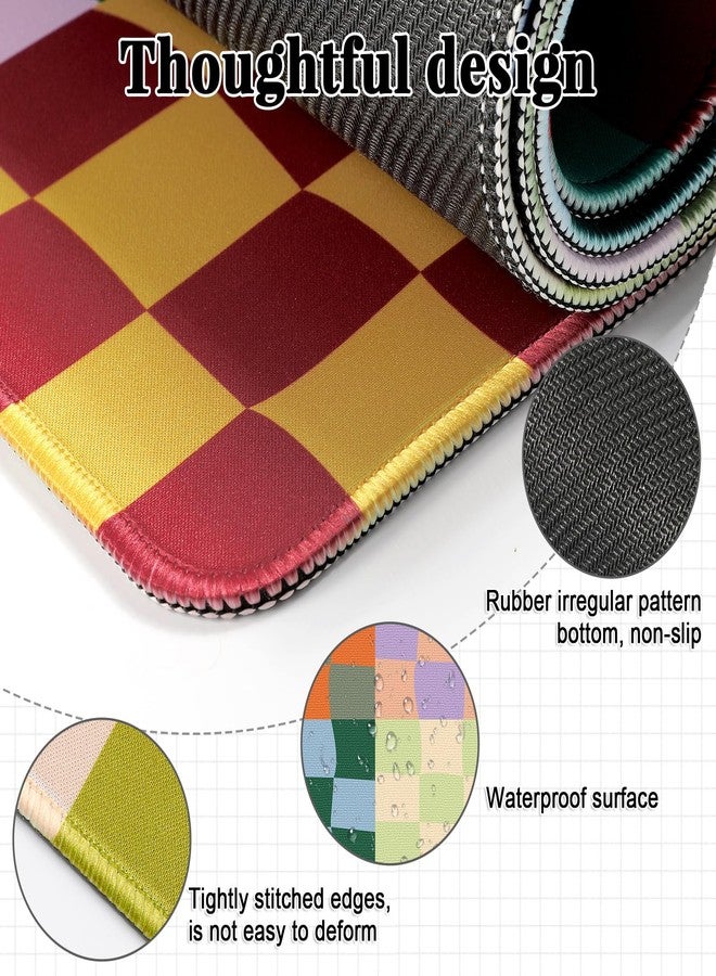 QOUBAI Office Desk Mat Large Mouse Pad Computer Desktop Cover Protector with Lycra Surface & Non-Slip Rubber Base, Edges Desk Protector for Keyboard, Mouse, and Writing(Retro Checkered) - Image 3