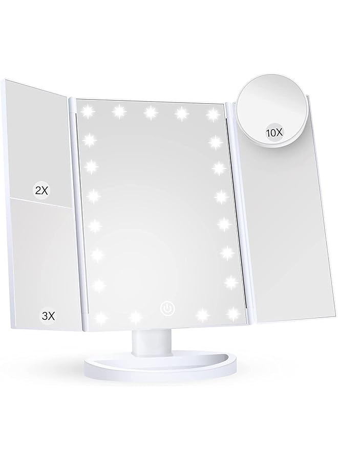 erorex Makeup Mirror With Lights 2X 3X 10X Magnification Touch Control Lighted Makeup Mirror Trifold Makeup Mirror Dual Power Supply Portable Led Makeup Mirror Women Gift - Image 1