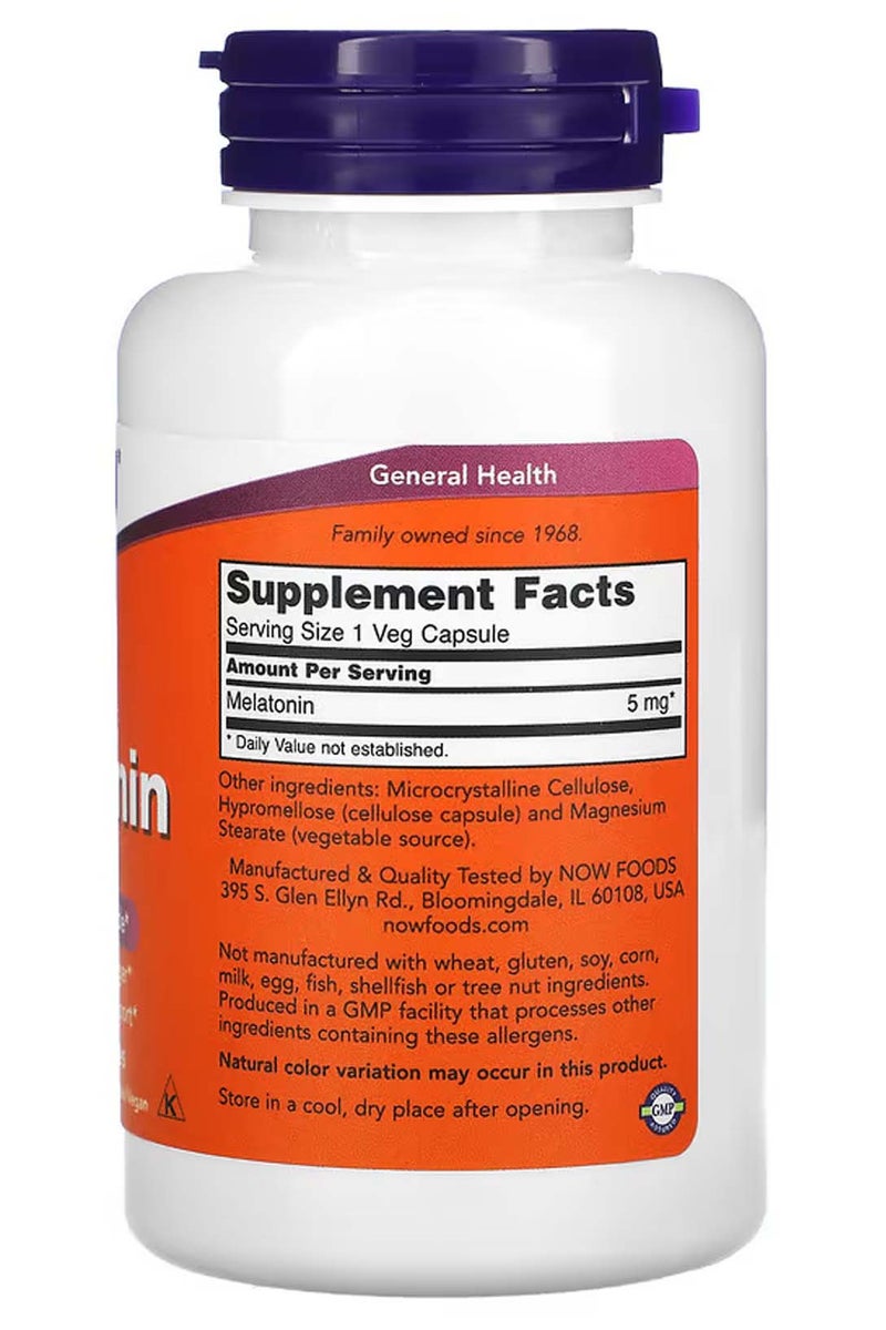 now Melatonin 5mg Dietary Supplement - 180 Capsules - Image 2