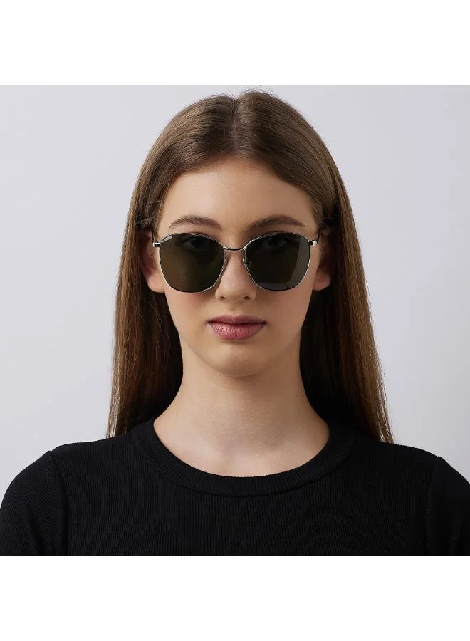 Lee Cooper Women's Polarized Sunglasses Silver Frame G15 Mirror Lens 55mm  - LC1207C02