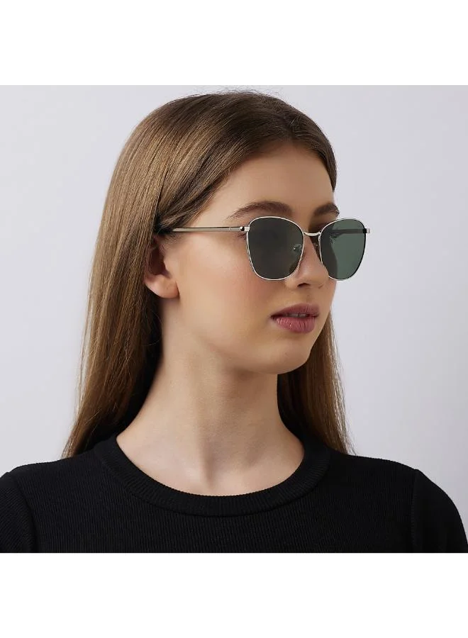 Lee Cooper Women's Polarized Sunglasses Silver Frame G15 Mirror Lens 55mm  - LC1207C02