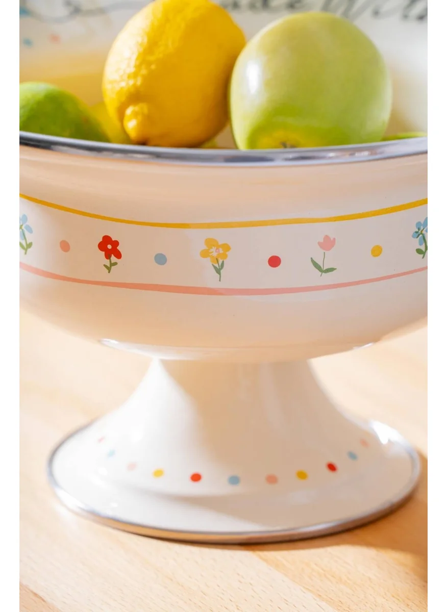 Acar Made With Love Enamel Footed Fruit Bowl - 28 cm