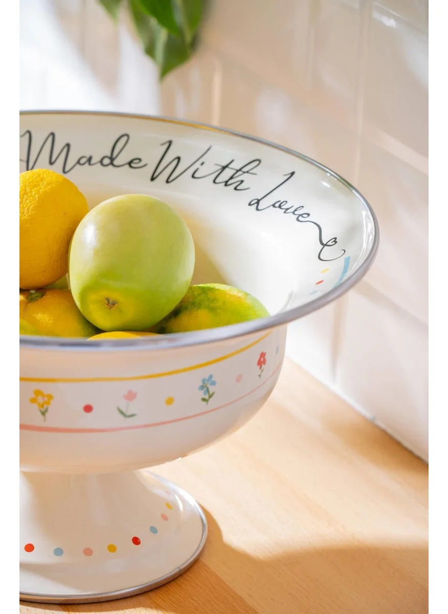 Acar Made With Love Enamel Footed Fruit Bowl - 28 cm