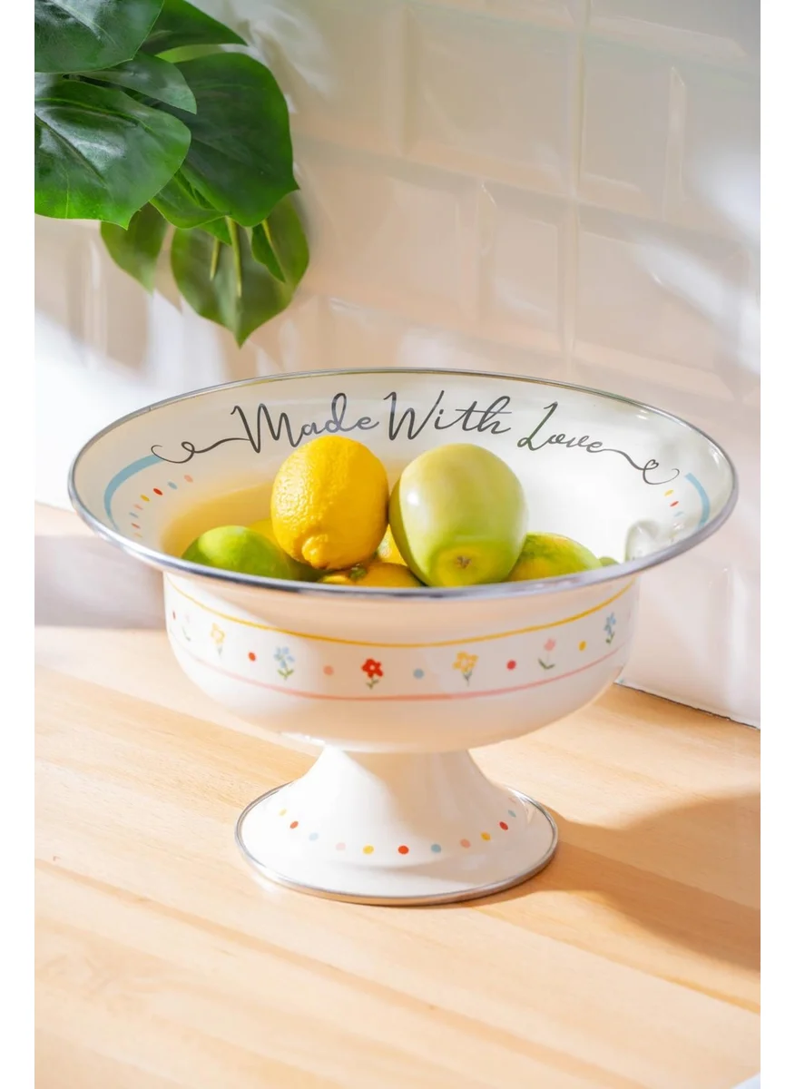 Acar Made With Love Enamel Footed Fruit Bowl - 28 cm