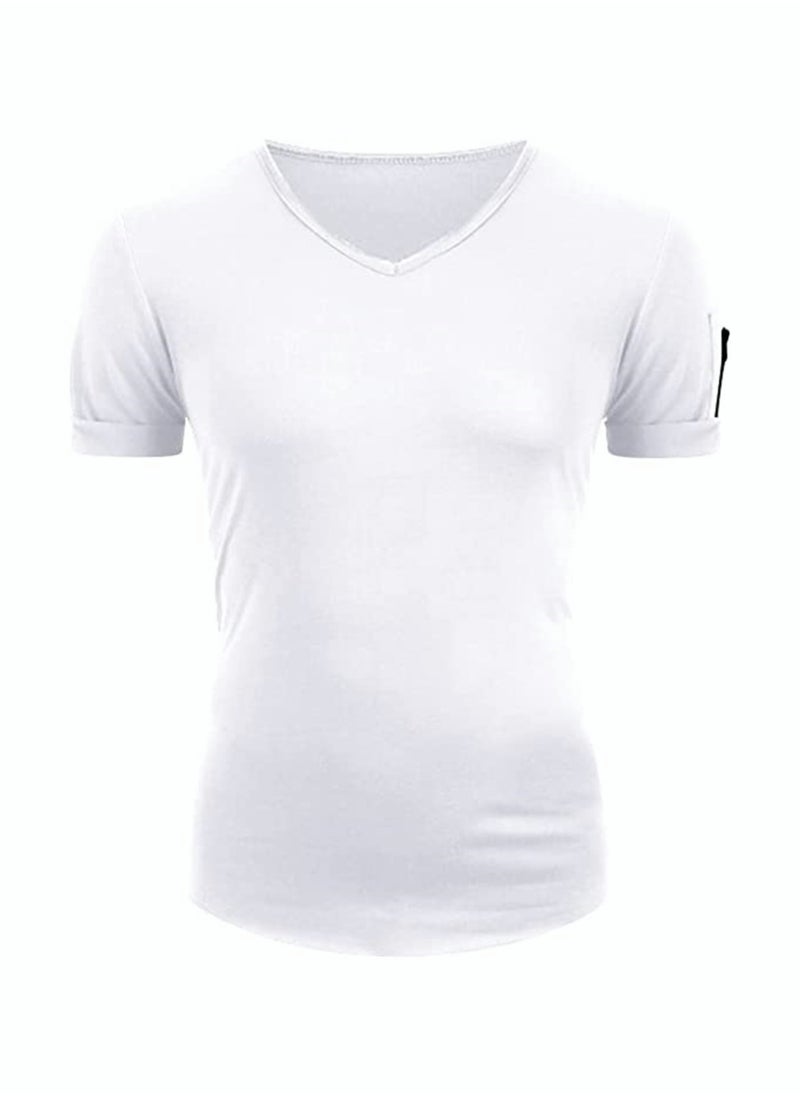 RIOXS Men V-Neck T-Shirt, Casual Basic Shirts, Summer Slim-fit Top, Made of High-Quality Materials, Perfect for Beach, Vacation, Party, Sports, Dating or Daily Casual Wear  - Image 3