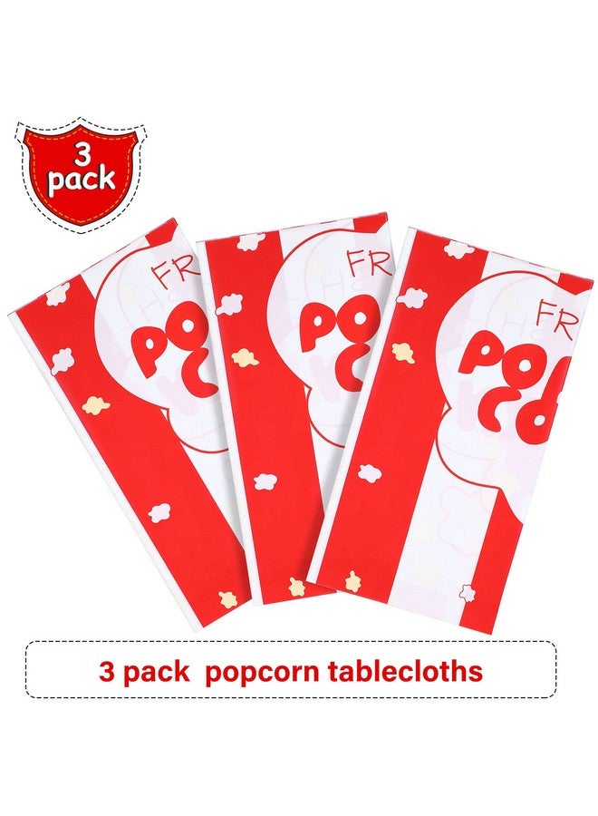 3 Pieces Popcorn Tablecloth Decorations Plastic Popcorn Table Cover Carnival Theme Party Tablecloth For Carnival Party, Circus Themed, Movie Night Birthday Party Supplies, 54 X 108 Inch