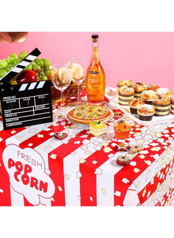 3 Pieces Popcorn Tablecloth Decorations Plastic Popcorn Table Cover Carnival Theme Party Tablecloth For Carnival Party, Circus Themed, Movie Night Birthday Party Supplies, 54 X 108 Inch