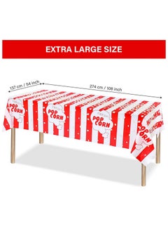 Irenare 3 Pieces Popcorn Tablecloth Decorations Plastic Popcorn Table Cover Carnival Theme Party Tablecloth For Carnival Party, Circus Themed, Movie Night Birthday Party Supplies, 54 X 108 Inch  - Image 2