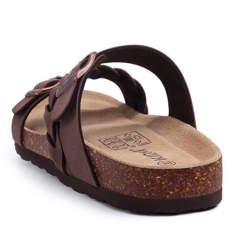 KIDMI Women's Cork Footbed Sandals with Arch Support Comfortable Slip-On Slide Sandals With Adjustable Buckle for Summer, Brown 38 - Image 5