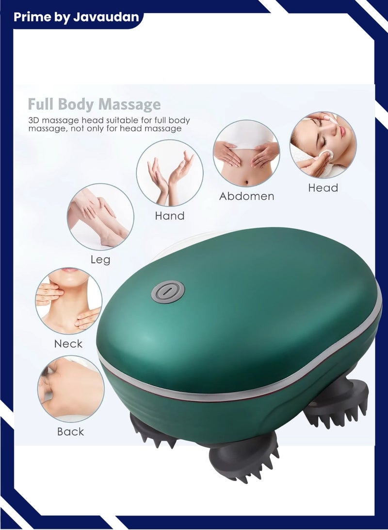 برايم بي جافاودان مدلك فروة الرأس الكهربائي ، مدلك رأس محمول مقاوم للماء لنمو الشعر ، مدلك محمول باليد مع 4 رؤوس للتدليك ، قابل للفك والغسل ، أداة هرش يدوية لتنظيف عميق لنمو الشعر ، أدوات الاسترخاء لتدليك فروة الرأس - Image 2