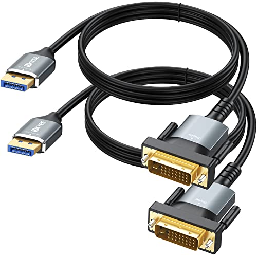 UKYEE DisplayPort to DVI Cable 6ft 2-Pack, Male to Male High Speed Gold-Plated DP to DVI Converter Compatible With PC, Laptop, HDTV, Projector, Monitor - Image 1
