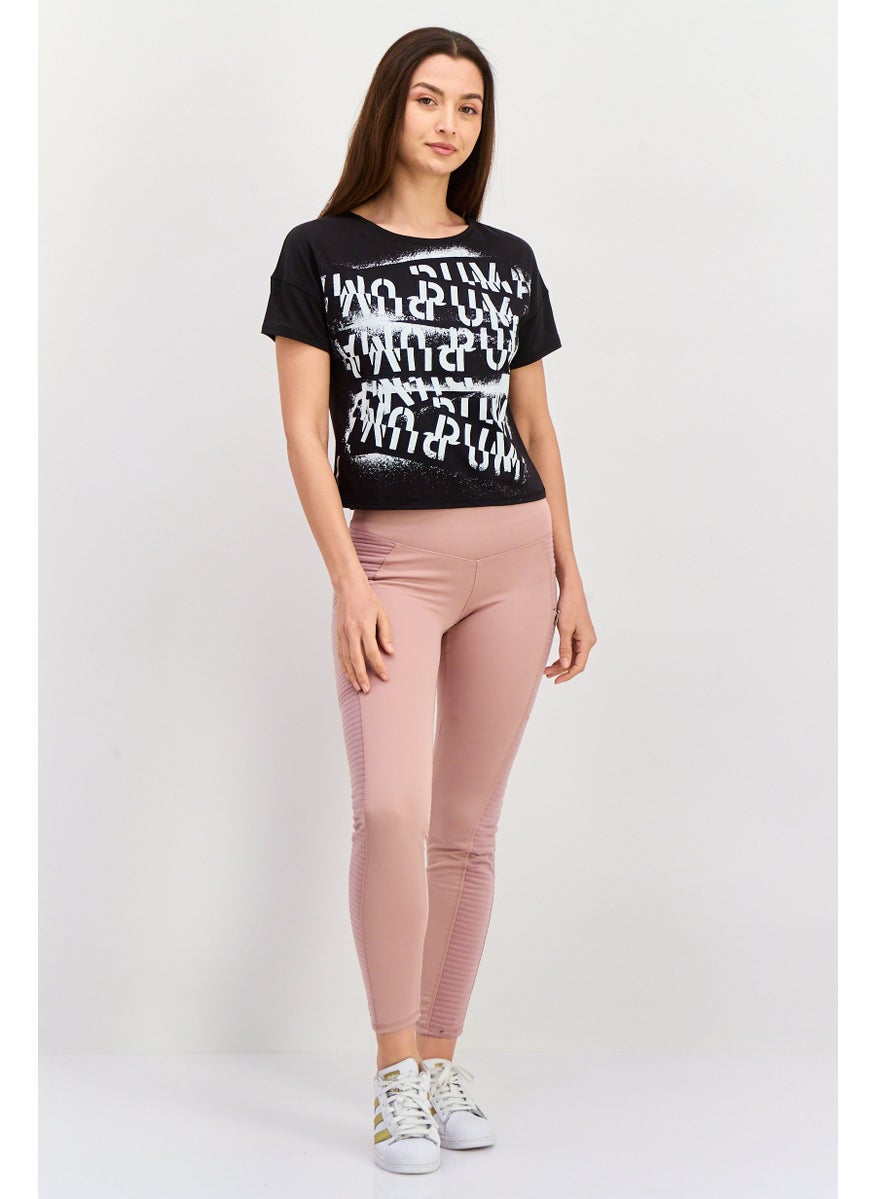 PUMA Women Sportswear Fit Short Sleeve Graphic Top, Black  - Image 4