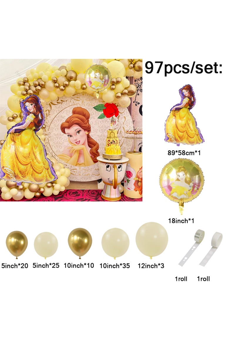 as the picture as the picture 97pcs Beauty and the Beast Princess Bella Balloon Garland Arch Kit Yel