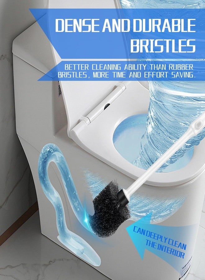 AONEZ Toilet Brush and Holder Set, 2 Pack Long Handle Non-Slip Grip Toilet Bowl Brush, Hard Toilet Brush, Deep Cleaning for Bathroom, Easy to Assemble White - Image 5