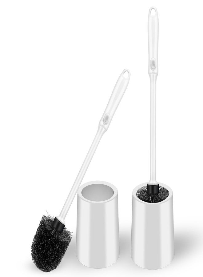 AONEZ Toilet Brush and Holder Set, 2 Pack Long Handle Non-Slip Grip Toilet Bowl Brush, Hard Toilet Brush, Deep Cleaning for Bathroom, Easy to Assemble White - Image 1