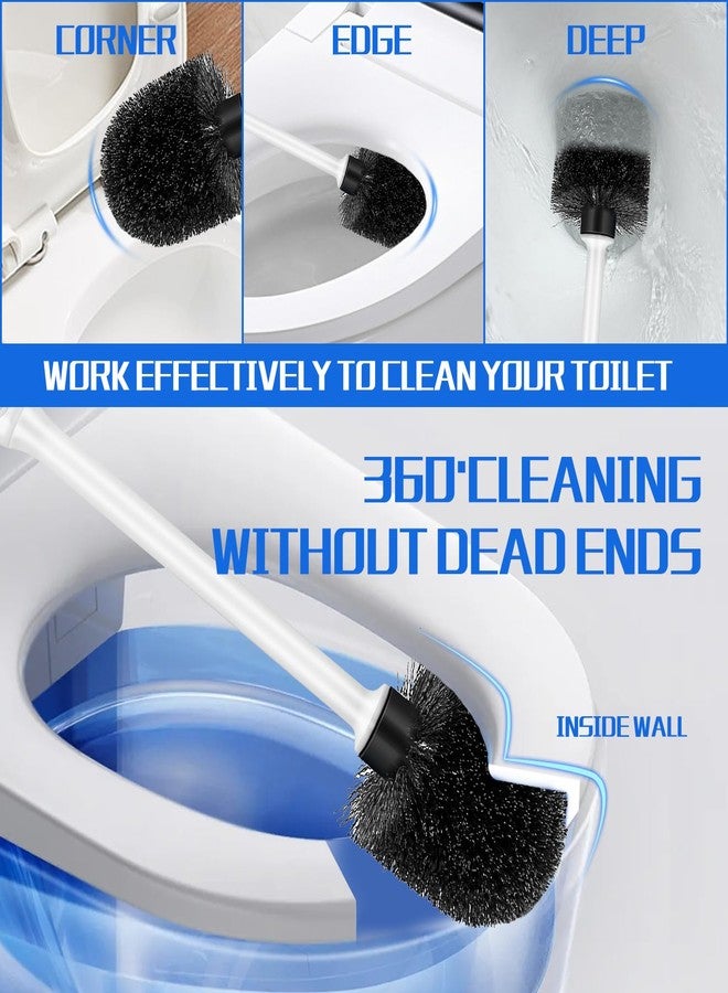 AONEZ Toilet Brush and Holder Set, 2 Pack Long Handle Non-Slip Grip Toilet Bowl Brush, Hard Toilet Brush, Deep Cleaning for Bathroom, Easy to Assemble White - Image 2