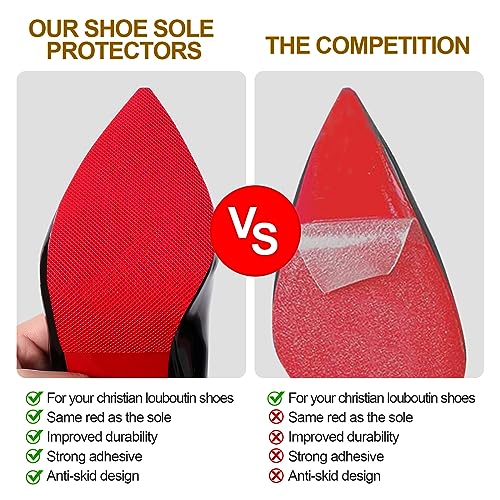 Ashoesert Red Bottoms Shoe Sole Protector 4 Pcs with Heel Pads, Self-Adhesive Anti-Slip Shoe Bottom Protector for Christian Louboutin High Heels - Image 4