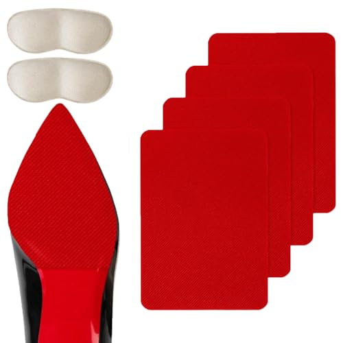 Ashoesert Red Bottoms Shoe Sole Protector 4 Pcs with Heel Pads, Self-Adhesive Anti-Slip Shoe Bottom Protector for Christian Louboutin High Heels - Image 1