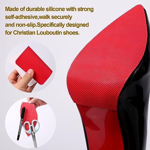 Ashoesert Red Bottoms Shoe Sole Protector 4 Pcs with Heel Pads, Self-Adhesive Anti-Slip Shoe Bottom Protector for Christian Louboutin High Heels - Image 3