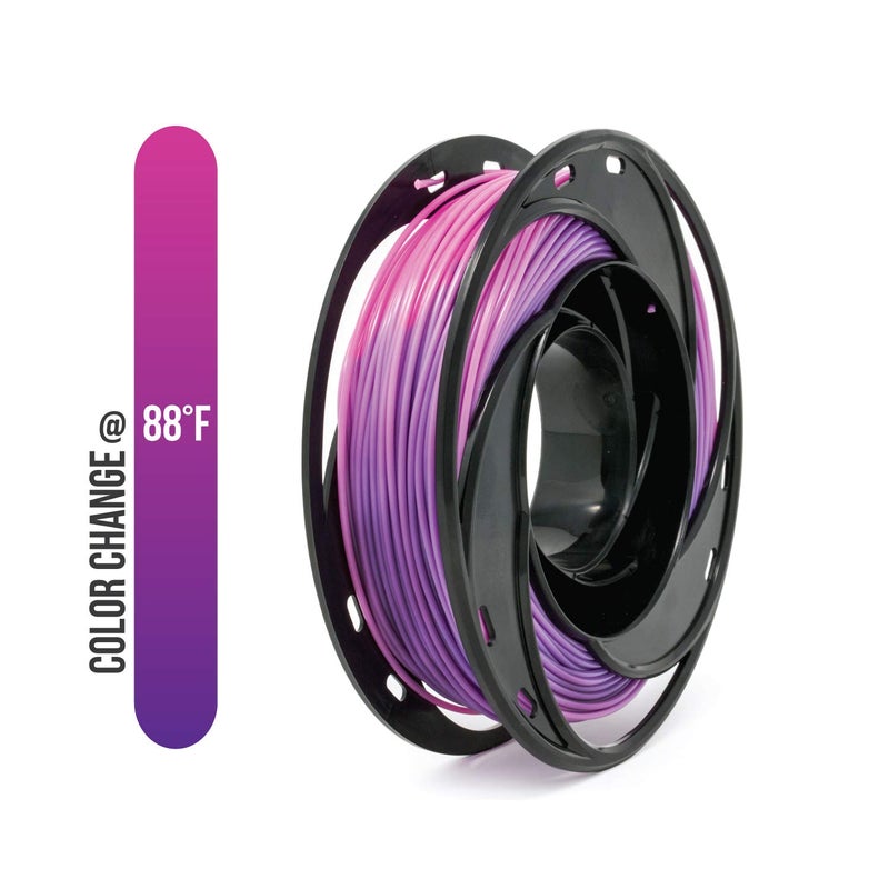 Gizmo Dorks PLA Filament 1.75mm 200g for 3D Printers, Heat Color Change Purple to Pink - Image 1