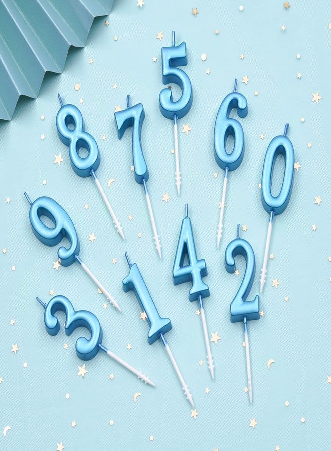 PHD CAKE 10-Pieces Blue Numeral Birthday Candles, Cake Numeral Candles Number 0-9 Glitter Cake Topper Decoration for Birthday,Wedding Anniversary,Party Celebration - Image 3