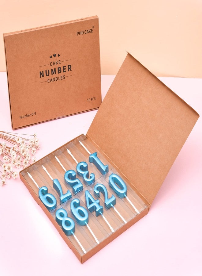 PHD CAKE 10-Pieces Blue Numeral Birthday Candles, Cake Numeral Candles Number 0-9 Glitter Cake Topper Decoration for Birthday,Wedding Anniversary,Party Celebration - Image 4