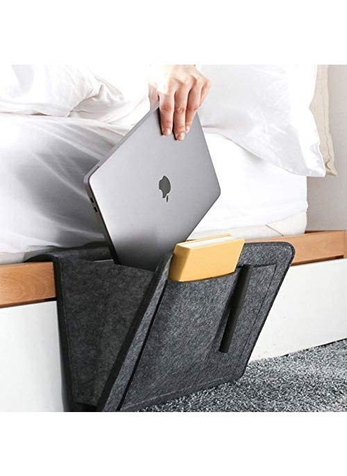 LVZGR LVZGR Bedside CaddyBedside Storage Organizer Table Cabinet Hanging Storage Organizer Sofa Felt Bedside Pocket Under Mattress Holder Bag for Magazine Ipad Tablet Remotes  - Image 1