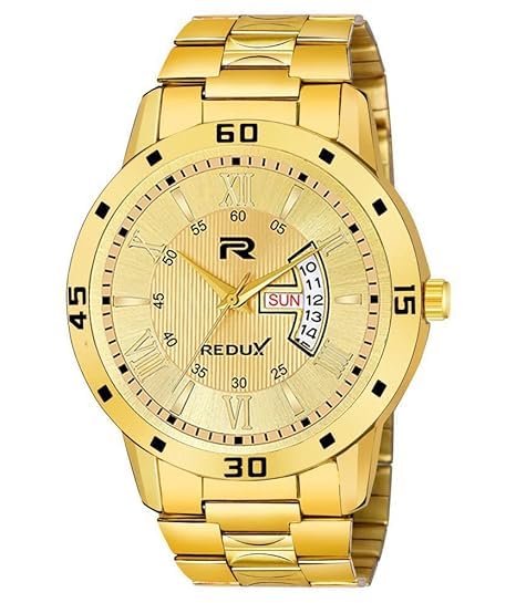 REDUX Analogue MW-462 Golden Dial Stainless Steel Chain Watch for Men & Boy's - Image 5