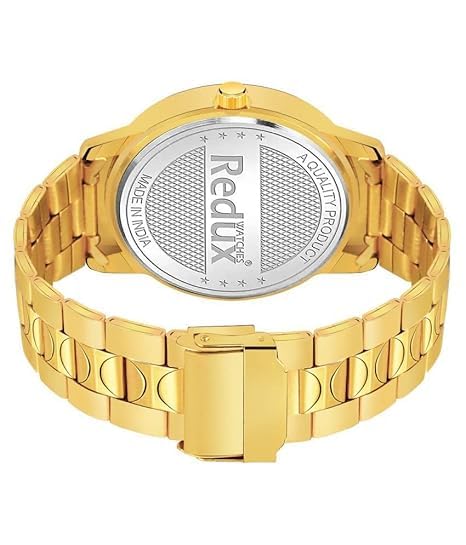REDUX Analogue MW-462 Golden Dial Stainless Steel Chain Watch for Men & Boy's - Image 3