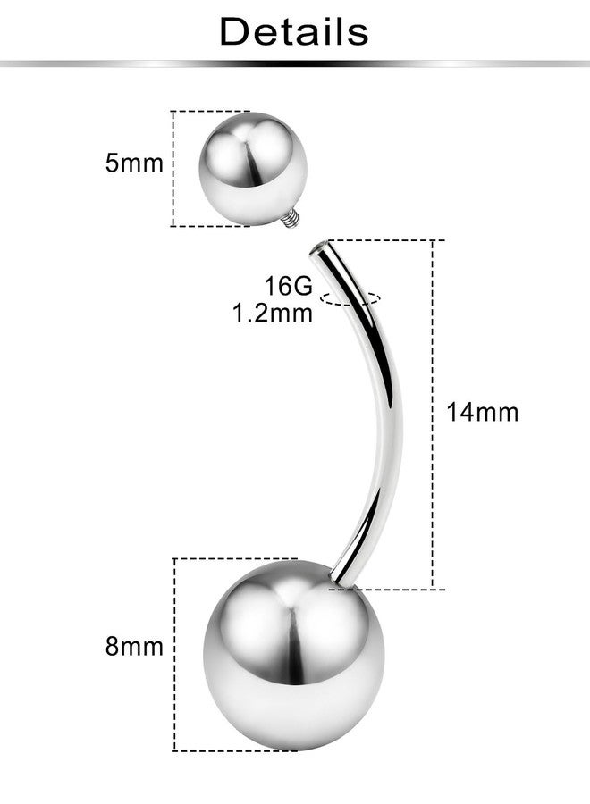 Ftovosyo Extra Long Titanium Belly Button Rings 16G Navel Rings Internally Threaded Belly Rings For Women Belly Bars 14mm - Image 2