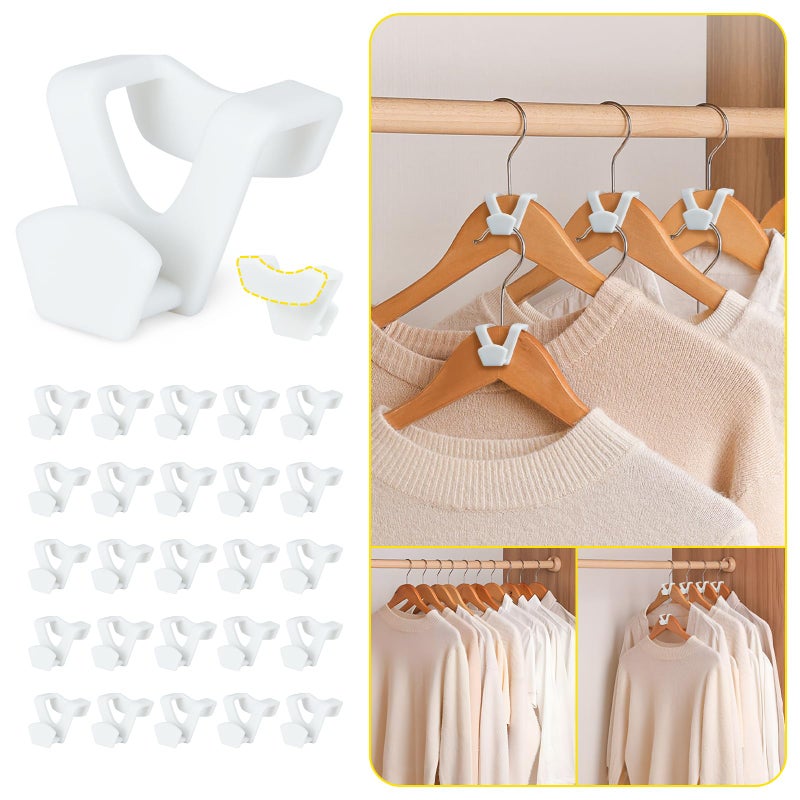 Smartor Clothes Hanger Connector Hooks 60 Pack, Closet Storage and Organization as Hangers Space Saving, Hanger Add on Hook as Closet Organizer, Stacking Hangers, Cascading Space Saver, White - Image 1