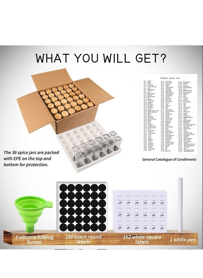 والالا 24 عبوة برطمانات زجاجية بأغطية من الخيزران ، 120 مل برطمان توابل محكم الإغلاق مع ملصقات وقلم إضافي ، لعلب الطعام الجاف والتوابل والقهوة والفاصوليا والحلوى والمكسرات والأعشاب - Image 5