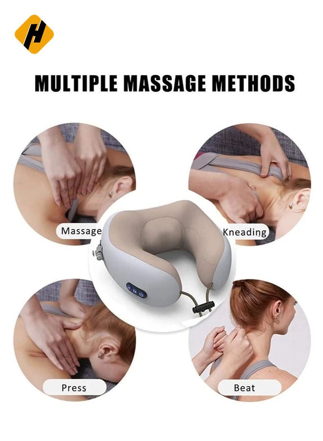 HuHa Rechargeable U Shaped Cervical Massage Pillow Neck Massager Vibration Pillow, Multifunctional Shoulder and Electric for Relax Muscles Fatigue - Image 2