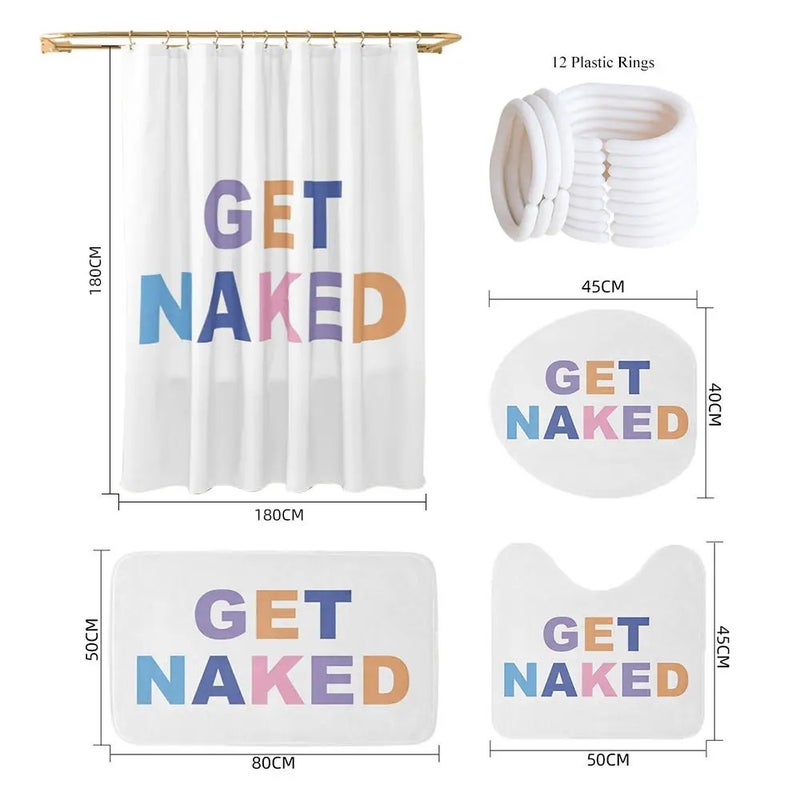 Y&D Get Naked Bath Rug Set Shower Curtain and Bath Mat Set for Bathroom Decor - Image 4