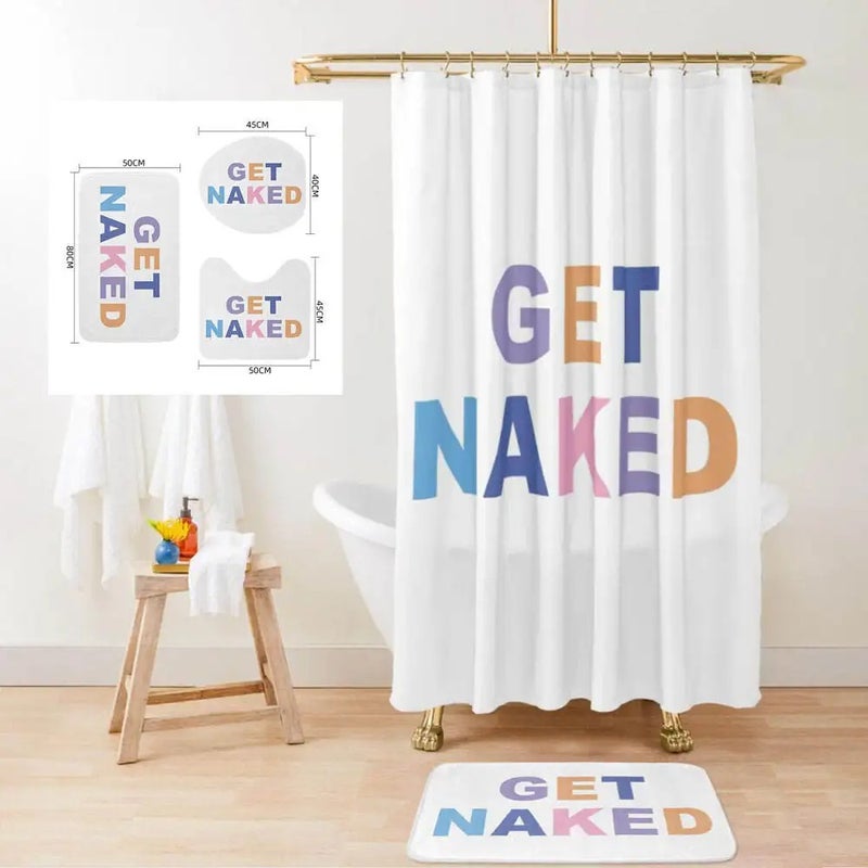 Y&D Get Naked Bath Rug Set Shower Curtain and Bath Mat Set for Bathroom Decor - Image 3