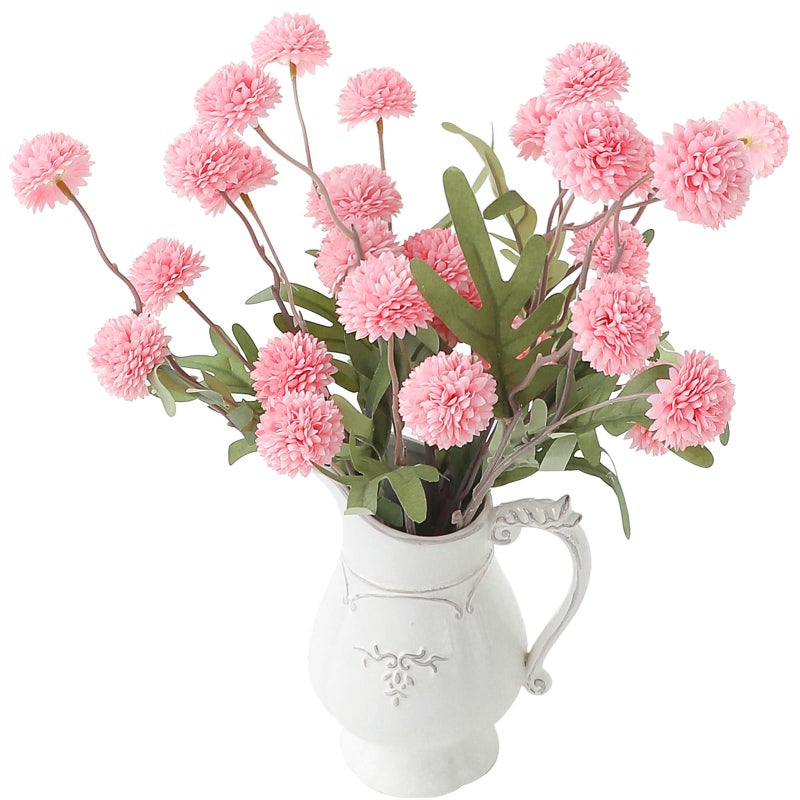 Floroom 6pcs Pink Faux Silk Mums Artificial Flowers, Bulk Fake Small Mini Chrysanthemums with Stems for DIY Blush Wedding Centerpieces Floral Arrangements Vase Fillers Home Decorations - Image 1