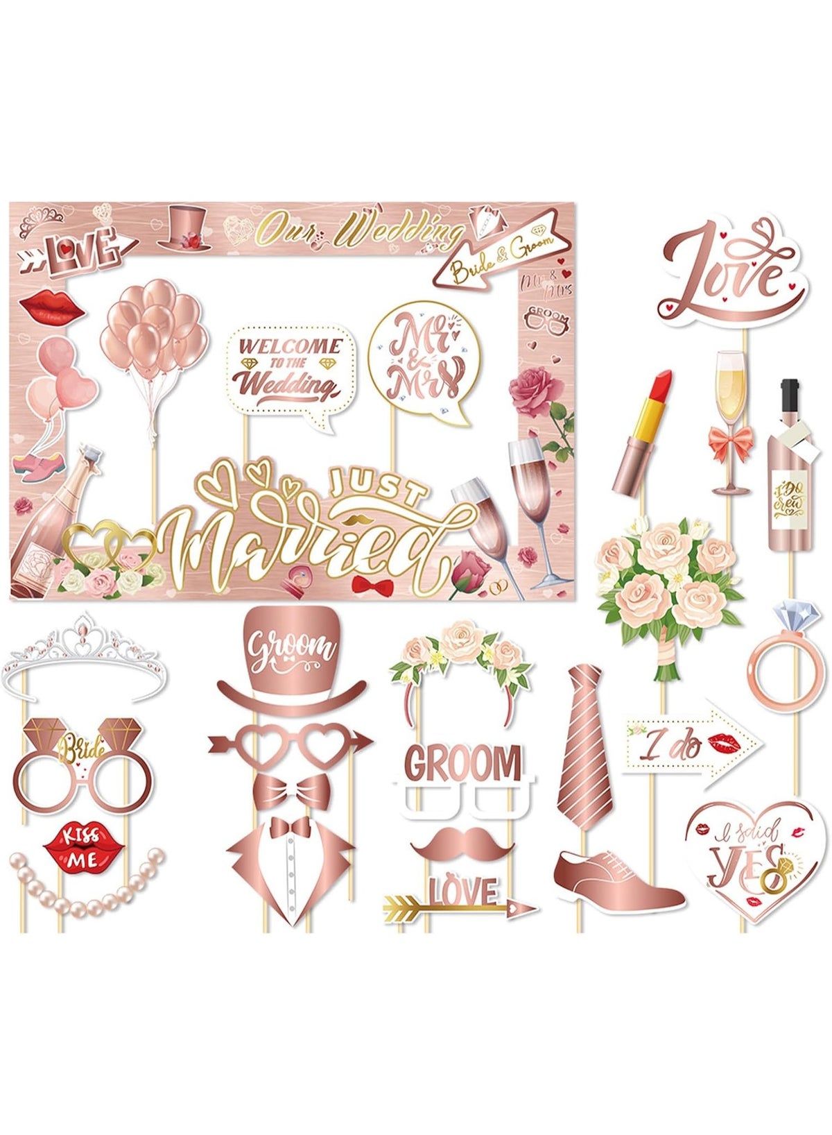 yelajoy Yelajoy Wedding Photo Booth Props Frame Set Z270C3350784BE9F402D1Z