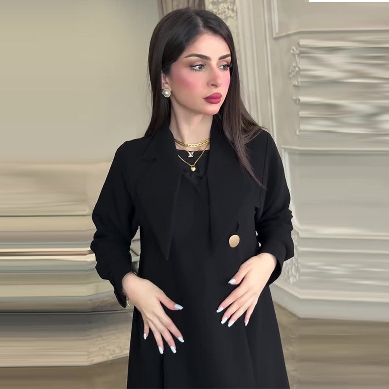 Fashion Stylish Commuter Long-Sleeve Slim-Fit Pure Black Fashion Jacket - Image 1