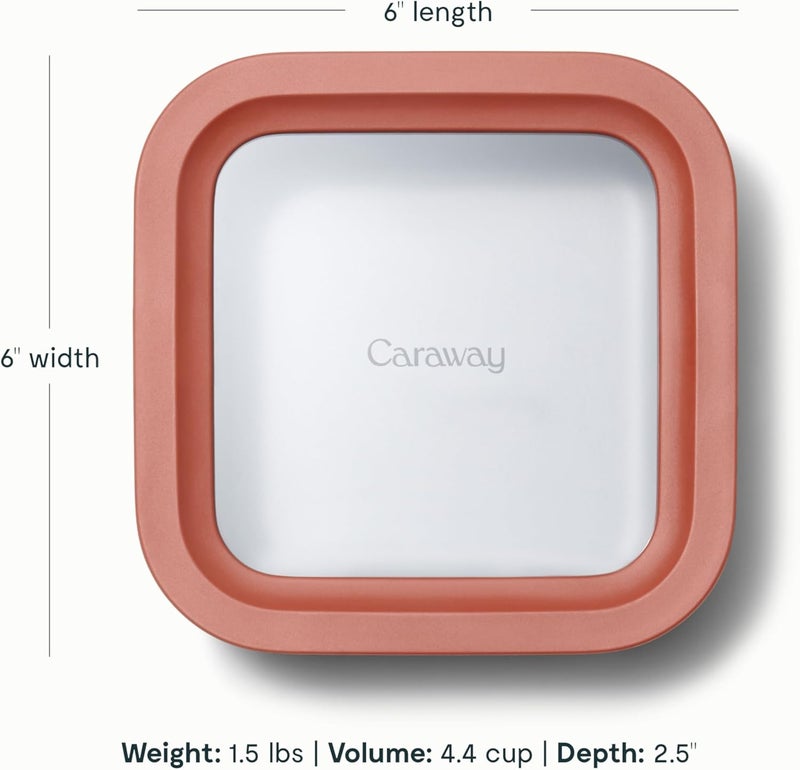 CARAWAY Glass Food Storage - 4.4 Cup Ceramic Coated Square Lunch Box with Glass Lid - Easy to Store, Non Toxic, Non Stick - Dishwasher & Oven Safe - Image 3