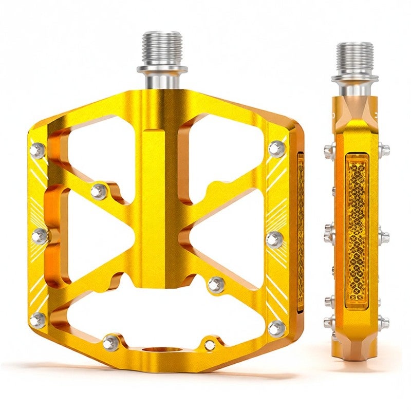GEWAGE Gold Bike Pedals: CNC Aluminum Alloy Durability - 3 Sealed Bearings Anti-Skid Pedals With Reflectors For Night Riding Safety - Image 1