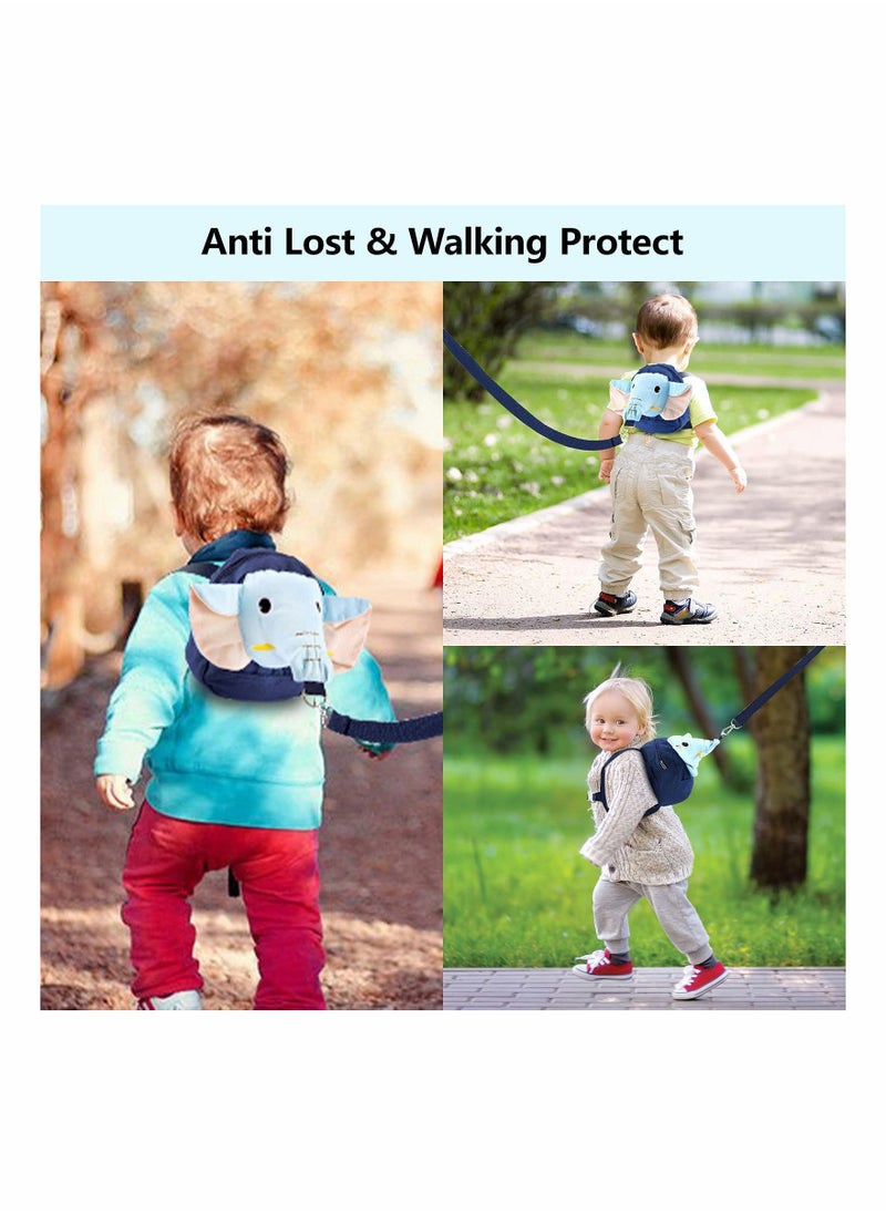 SYOSI - Toddler Walking Safety Backpack with Leash, Anti Lost Child Backpack with Safety Leash, Cute Child Mini Walking Safety Harness for Airport Travel Kids Baby Children Infant Boys, Blue - Image 1
