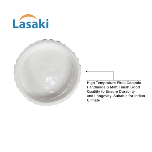Lasaki Bubble Big Tray White Set of 2 | Round Ceramic (Plates/Saucers) for Pots, Planters, Flowers, Succulents | Decorative Garden Accessories | (H - 3 X D - 13 cm) Plants Not Included - Image 4