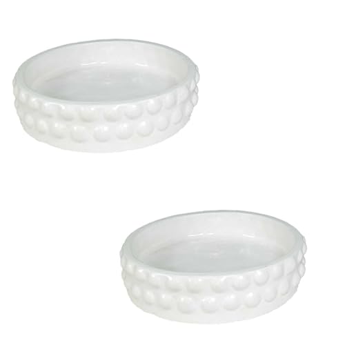 Lasaki Bubble Big Tray White Set of 2 | Round Ceramic (Plates/Saucers) for Pots, Planters, Flowers, Succulents | Decorative Garden Accessories | (H - 3 X D - 13 cm) Plants Not Included - Image 1