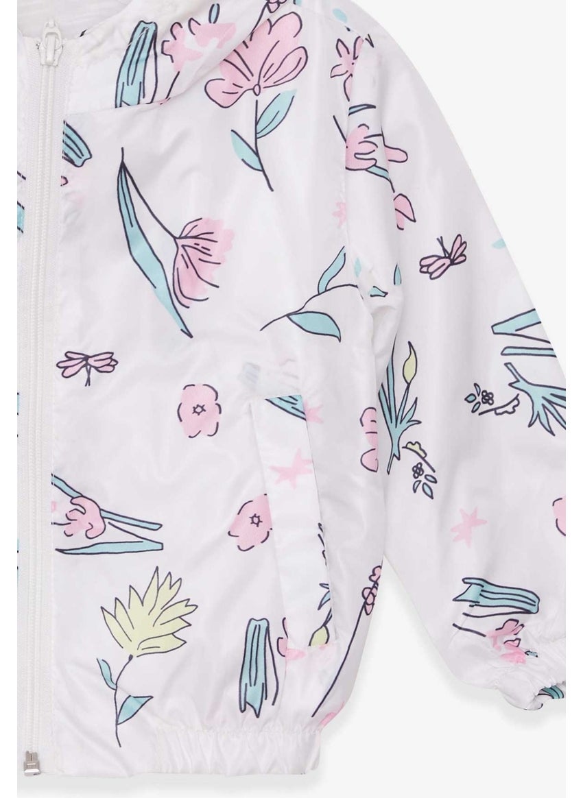 Breeze Girl's Raincoat Floral Patterned White (1-5 Years)  - Image 4